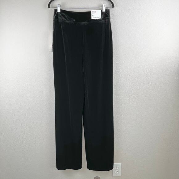 Calvin Klein Whitney Velour Velvet Black Wide Leg High Rise Trouser Pants 14 NWT - Picture 15 of 15
